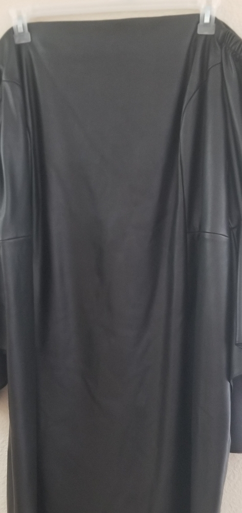 Off the shoulder bell sleeved leather dress,  polyester lining Size 26/28